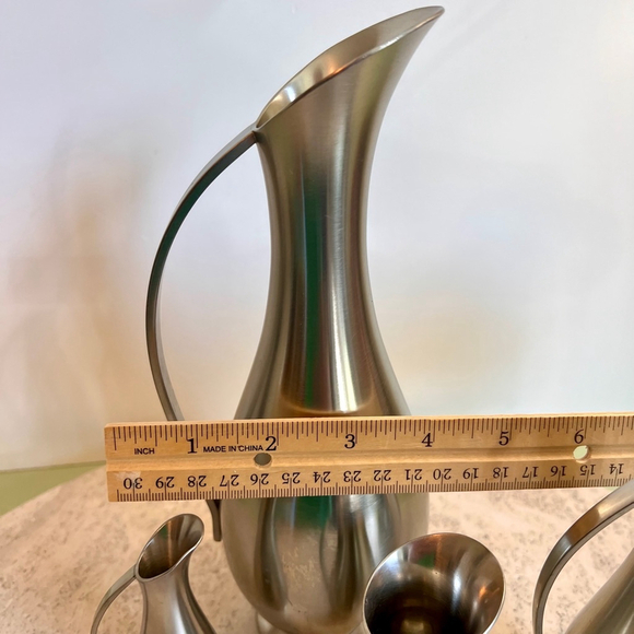 Vintage Royal Holland Pewter Silver Pitcher Set of 4 - Picture 9 of 11